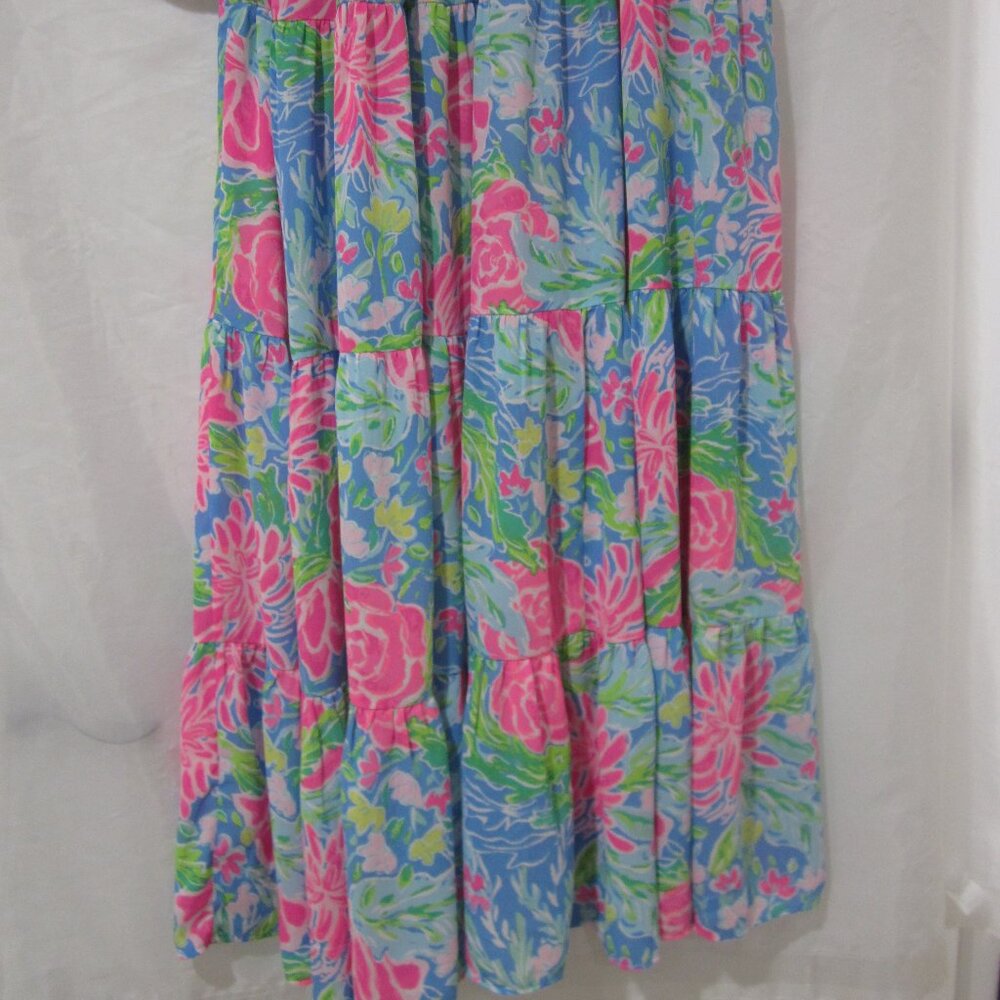 Lilly Pulitzer XL Pauline Maxi Dress Blue Bunny Business - Picture 8 of 9